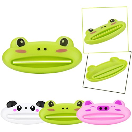 Toothpaste Tube Squeezer Dispenser for Kids, Staron Hot Sale Kid Gift Bathroom Home Tube Rolling Holder Squeezer Easy Cartoon Toothpaste Dispenser (Green)