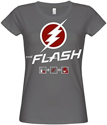 Officially Licensed Merchandise The Flash Riddle Girly T-Shirt (D.Grey), XX-Large