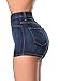 Tengo Women's High Waist Buttocks Denim Shorts(Blue,M)