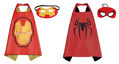 Athena Dress Up Ironman & Spiderman 2 Capes, and 2 Masks Gift Box Included