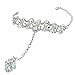 EVER FAITH 1920s Style Inspired Bracelet Adjustable Ring Set Iridescent Clear AB Crystal
