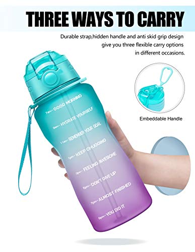 Giotto Large Half Gallon/64oz Motivational Water Bottle with Time Marker & Straw,Leakproof Tritan BPA Free Water Jug… - Image 6