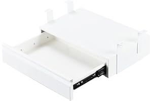 OSteed Under Desk Drawer 18", Pull-out Storage Organizer with Tall Brackets Mounted Under Wooden Table with a Max 2" Crossbar, White_Tall Version