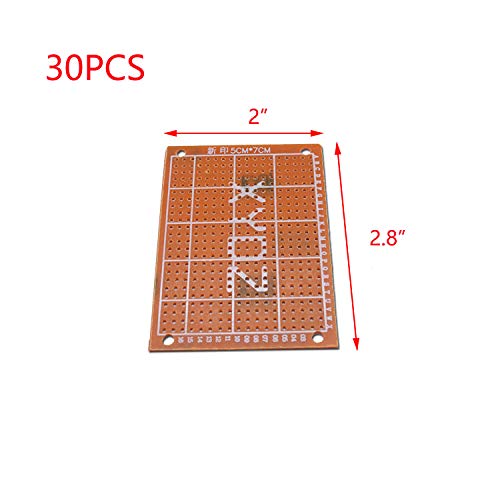 Tulead 30PCS Perfboard Prototyping Board 5x7cm/2"x2.8" Circuit Board PCB Experiment Board