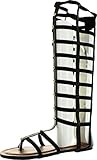 Wild Rose CB21 Women Leatherette Open Toe Studded Knee High Gladiator Sandal - Black