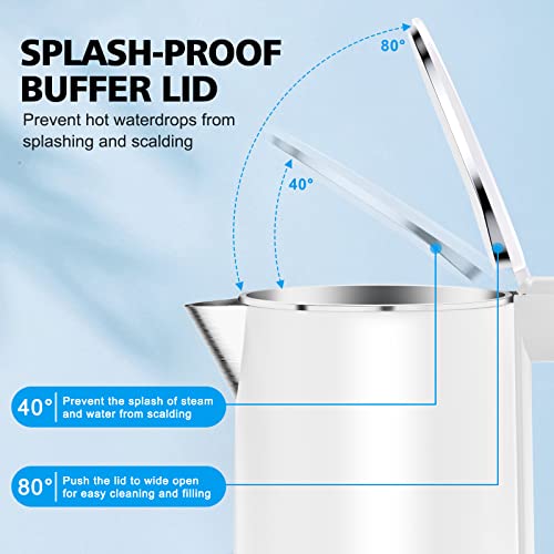 Vecuni Electric Kettle 1L, 1500W Fast Heating Double Wall Stainless Steel Interior Electric Tea Kettle with Filter, Auto Shut-Off & Boil-Dry Protection, BPA-Free, Countertop Tea Maker Coffee Pot