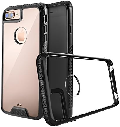 RILLO Razor Thin Fit Black Slim Case Made for iPhone 7 Plus & 8 Plus Crystal Clear Back with Air Cushion and Drop Tested Shockproof with Extreme Protection, Non Slip Grip Design