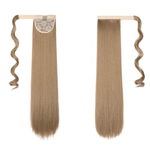 Cybelleza Ponytail Hair Extension Straight Wrap Around Pony Tail Clip in Hair Extensions Hairpiece Synthetic Long for Women (Sandy Blonde) — image 1