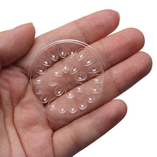 100pcs Disposable Glue Gasket Plastic Flower Shape Glue Pad False Eyelashes Glue Holder Adhesive Pallet Eyelash Extension Tools, Clear