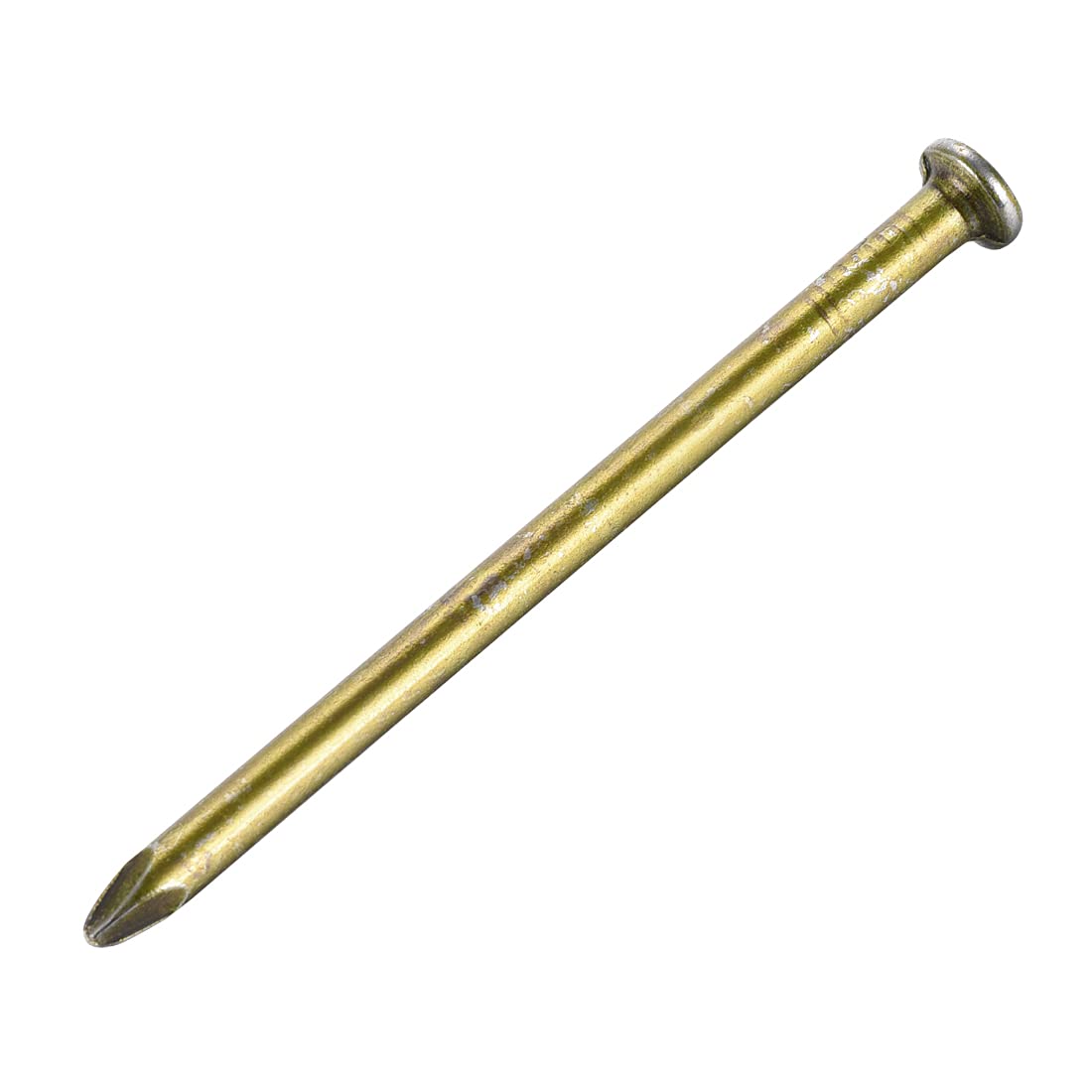sourcing map Hardware Nails Carbon Steel Point Tip Wall Cement Nail 80mm(3.1") 4.5mm Rod Dia Bronze Tone 20pcs
