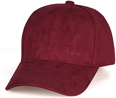 Caitball Faux Suede Leather Classic Hat Plain Adjustable Baseball Cap (Claret)