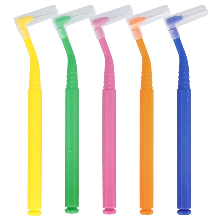 40pcs 5 Sizes Angled Interdental Brushes for Teeth Cleaning for Braces Cleaning