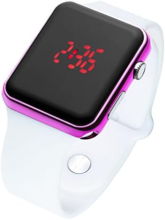 Brojet Girls Digital Watch Waterproof Outdoor Sport Watches for Kids Boys Children with Square Purple Silicon Strap