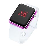 Brojet Girls Digital Watch Waterproof Outdoor Sport Watches for Kids Boys Children with Square Purple Silicon Strap