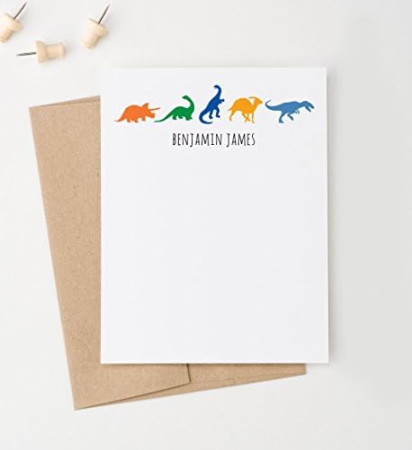 Dinosaur Personalized Note Cards for boys, Boys Personalized Stationery, Dinosaur thank you card, Set of 10 with Envelopes