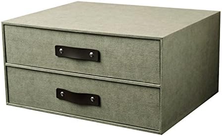 Naham Handmade Linen Paper 2 Drawer Desktop Storage File Cabinet Celadon