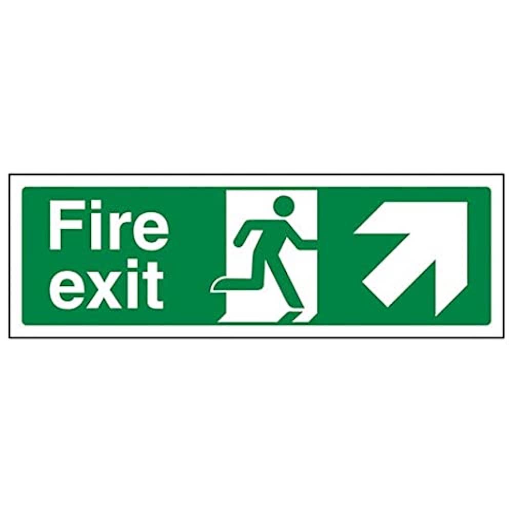 V Safety Eco Friendly Fire Exit - Fire Exit Arrow Up And Right - 600 X 200mm