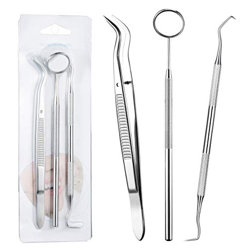 Dental Tools, ElleSye 3 PACK Dental Hygiene Tool Dental Kit, Mouth Mirror, Dental Pick, Tweezers, Stainless Steel, Rust-Free for Oral Care And Teeth Cleaning, Remove Tartar, Stain - Thumbnail 6