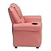 Flash Furniture Vana Vinyl Kids Recliner with Cup Holder, Headrest, and Safety Recline, Contemporary Reclining Chair for Kids, Supports up to 90 lbs., Pink