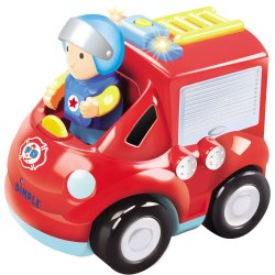Pack of 2 Cartoon Remote Control (R/C) Police Car & Fire Truck Radio Control Toys for Kids and Toddlers with Sound and Lights by Dimple 49 & 27 Frequency, Best RC Toy and Gift for Kids