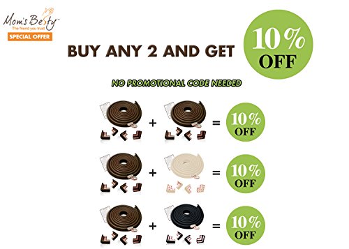 Mom's Besty EXTRA DENSE Child Safety Protectors & Furniture Bumpers Set â€“ 16.2 Ft. Total Coverage (15 Ft. Edge & 4 TAPED Corner Guards) - Coffee Brown - FREE Home Baby Proofing Checklist