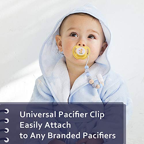 TYRY.HU Silicone Pacifier Clips(2 Pack), Modern Binky Holder Chains with Teething Beads for Boys Girls Baby Shower Gift, Universal Fit MAM, Philips Avent Soothie Pacifiers, Teether Toys(Blue,Green)