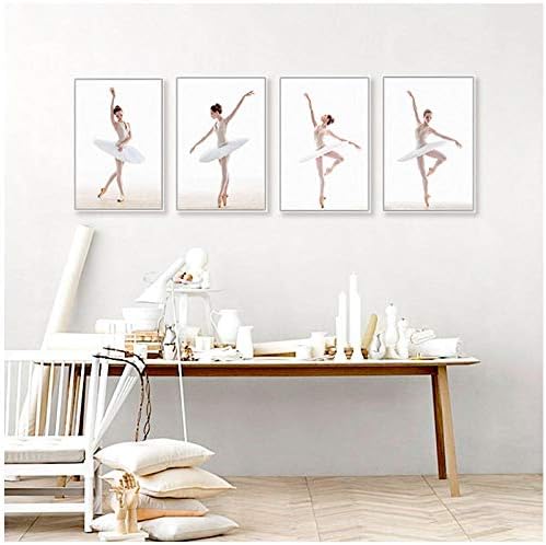 dayanzai Modern Different Ballet Movements White Photo Art Prints Poster Wall Picture Canvas Painting Ballerina Home Deco 40X50Cmx4Pcs No Frame