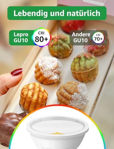 Lepro Energy Class A GU10 LED Warm White Lamp, 3.3 W 2700 K Warm White 590 lm, Not Dimmable, 100° Beam Angle, Energy-Saving GU 10 LED Bulbs for Hallway, Living Room, Bedroom, Pack of 5