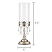 Amalfi Décor Sophia Antique Silver Metal Candle Holder with Glass Hurricane Vase, Crystal Draped Pillar Stand Home Accent Display