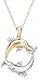 14k Two-Tone Gold Diamond Dolphin Circle Pendant (1/10 cttw, G-H Color, I1 Clarity), 18