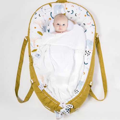Babiesoul Baby Sleeping Bag – Cocoon Cot Reducer 0-6 Months – 100% Oeko-TEX Certified Cotton – 80 x 50 cm – Promotes Sleeping – Supervised Sleeping Bag