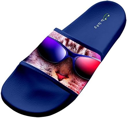 UIJ JJAA Cat in Sunglass Fashion Slide Sandals Indoor & Outdoor Slippers 10 D(M) US