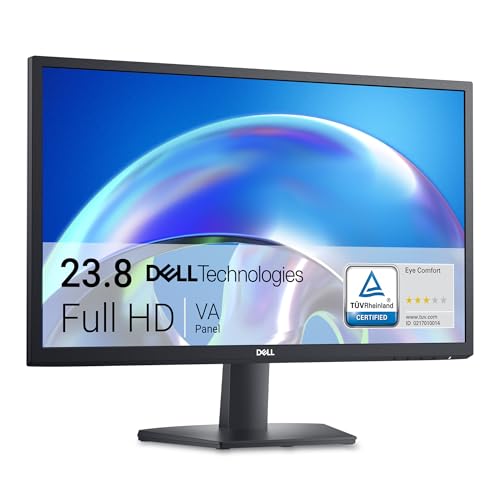Dell 24 SE2425H Monitor Full HD 23,8 Zoll (1920 x 1080) VA-Panel, 5 ms Reaktionszeit, Neigung, TÜV Rheinland Zertifiziert für 3-Sterne-Augenkomfort, S