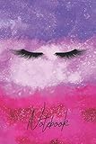 Notebook: College Lined Journal With Cute Eyelashes On A Dreamy Pink Purple Watercolor Cover by Happiness Your Own Way
