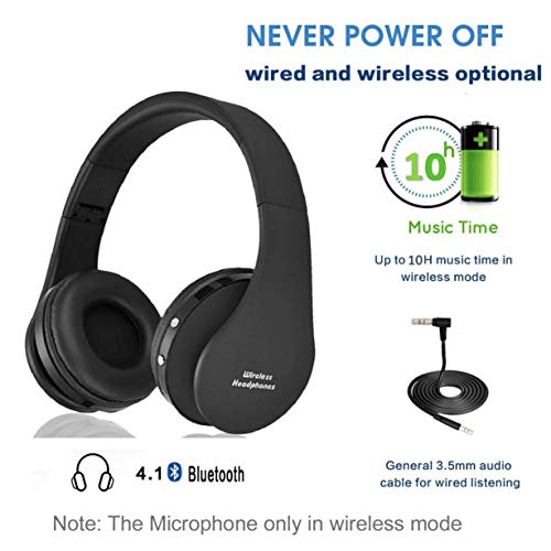 Bluetooth OverEar Headphones, Wireless Stereo Foldable Headphones