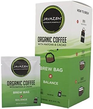 Javazen Brew Bags | Organic Coffee in a Tea Bag: Coffee, Green Tea, &amp; Chocolate for Focus + Energy | Low Acid, Non-GMO, Vegan, Paleo