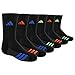 adidas Kids-Boy's/Girl's Cushioned Crew Socks (6-Pair), Black/Graphite/Shock Blue/Green/Solar Orange, Medium