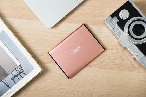 Maxone 250GB Ultra Slim Portable External Hard Drive HDD USB 3.0 Compatible with PC, Laptop, Rose Pink