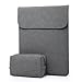 HYZUO 15-15.4 Inch Laptop Sleeve Case for 15 Inch New MacBook Pro with Touch Bar 2016 2017/Macbook Pro Retina Water Resistant Protective Cover with Small Carrying Bag, Faux Suede Leather-Dark Gray