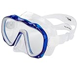 Whale An-ti Fog Dive Mask Scuba Diving Goggles,Waterproof and Quick Adjustable Snorkeling Masks for Men & Women-Blue