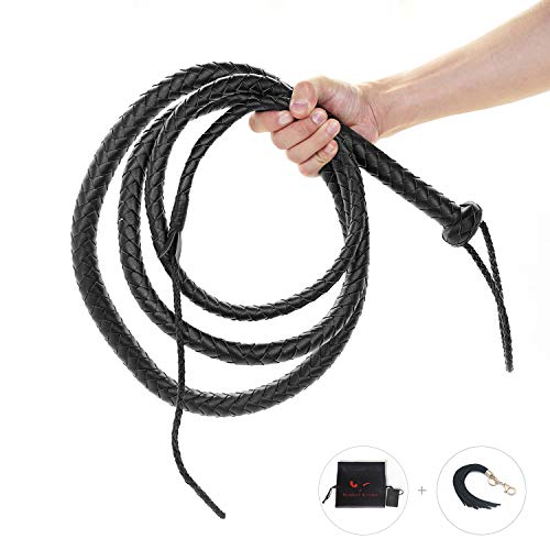 SCARLET KITTEN Cowboy Whip Cat Woman Long Whips Costumes Supplies for Halloween Costume Accessories 5.3ft/1.6m, Black - Thumbnail 2