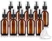JUVITUS 2 oz Amber Glass Boston Round Black Treatment Pump Bottle (10 pack) + Funnel BPA Free Refillable Empty Storage Containers