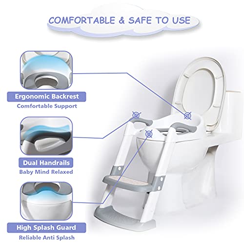 Potty Training Seat with Step Stool Ladder (2 Cushions Includ.), Potty