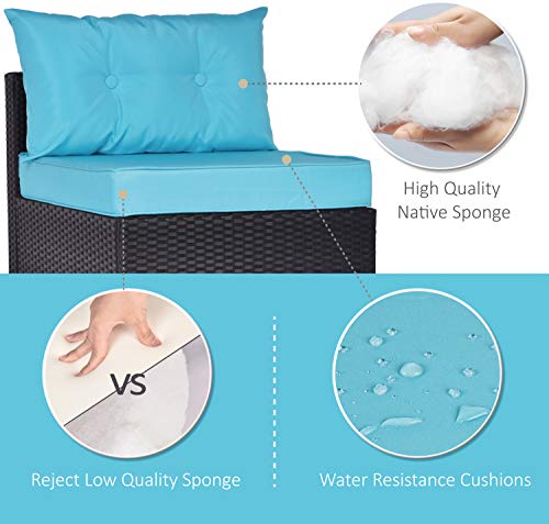 Amooly 7 Pieces Patio PE Rattan Sofa Set Outdoor Sectional Furniture Wicker Chair Conversation Set with Cushions and Tea Table - Thumbnail 3