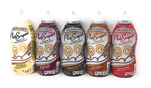 Smucker's Platescrapers Five Flavor Bundle: 19.25 Ounce bottles of Raspberry, Strawberry, Chocolate, Banana, and Caramel