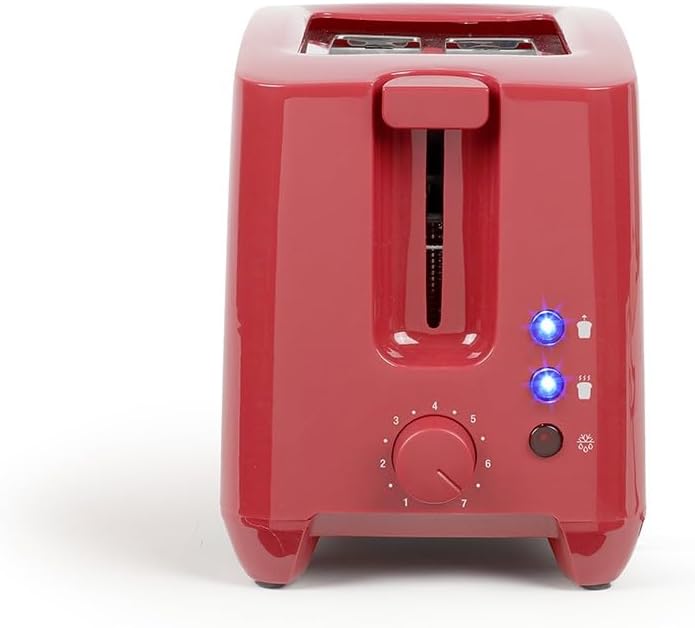 Grille-pain 2 fentes - LIVOO - DOD162RC - 750 W - Thermostat réglable : 7 niveaux - Rouge — photo 2 sur 4