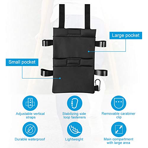 FunCee Crutch Pouch Bag, Lightweight Washable Crutch Storage Bag with 2 Pockets for Phones, Keys, pens, Water Bottle and Even Food Bag