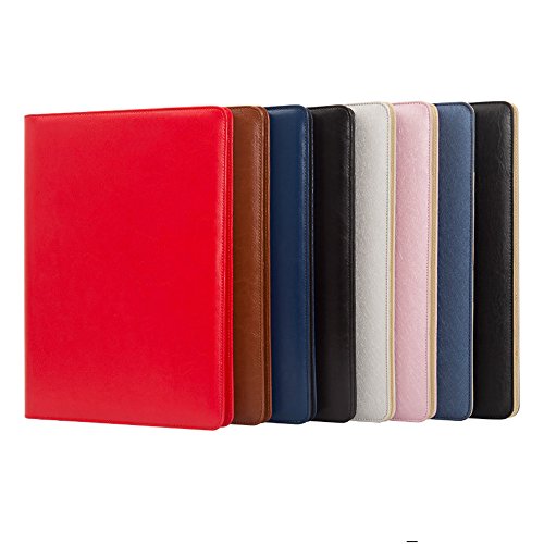 Ring Binder Portfolio, Conference Folder, Notepad Bnder, A4 Conference Folder Business PU Leather Document Case Bag with Clipboard(Blue) - Thumbnail 3