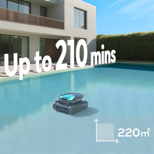Pleco Pro Cordless Pool Cleaner Robot with 210-Min Runtime, Smart AI Navigation, App Control, Strong Wall Climbing, Waterline Cleaning, Dual-Layer Filtration, for In-Ground Pools up to 220㎡, Indigo