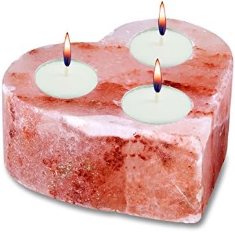 Zennery Himalayan Salt Candle Holder (3-Hole Heart Shape)